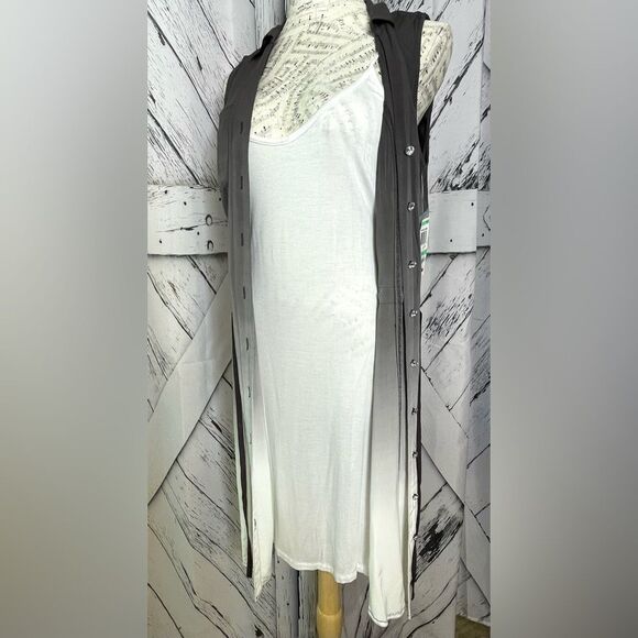 NWT INC International Concepts Gray Ombré Shirt Dress Sleeveless 8 - Picture 5 of 11